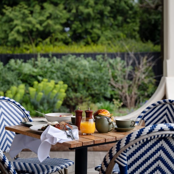 A two-course à la carte breakfast in the Yallungah Dining Room