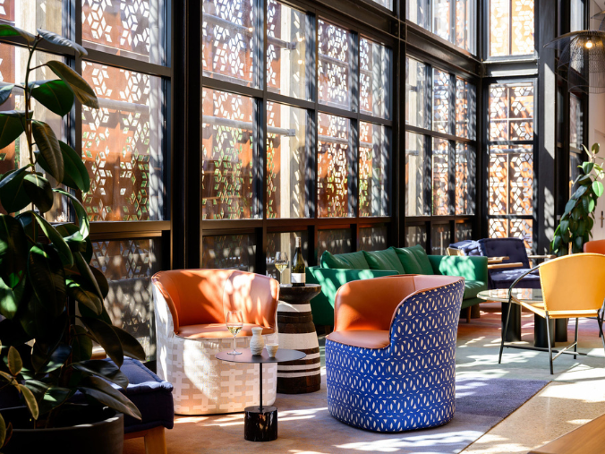 The dappled sunlight in the Yallungah Guest Lounge.